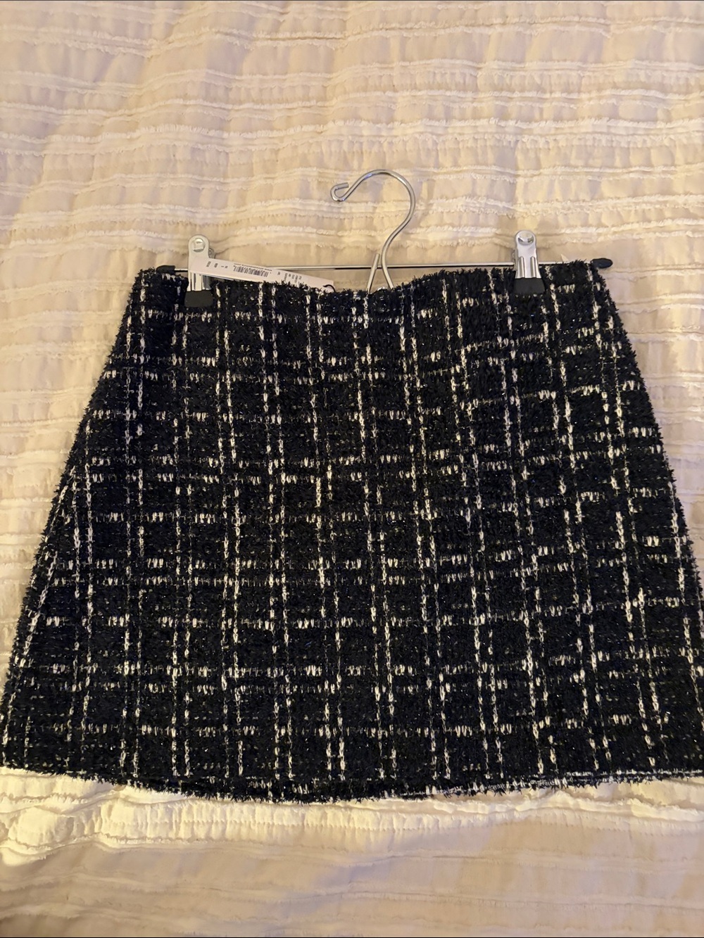 Alice + Olivia Black and White Tweed Mini Skirt - NWT